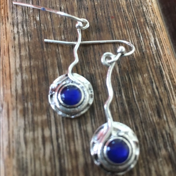 Blue & silver earrings - Picture 3 of 3